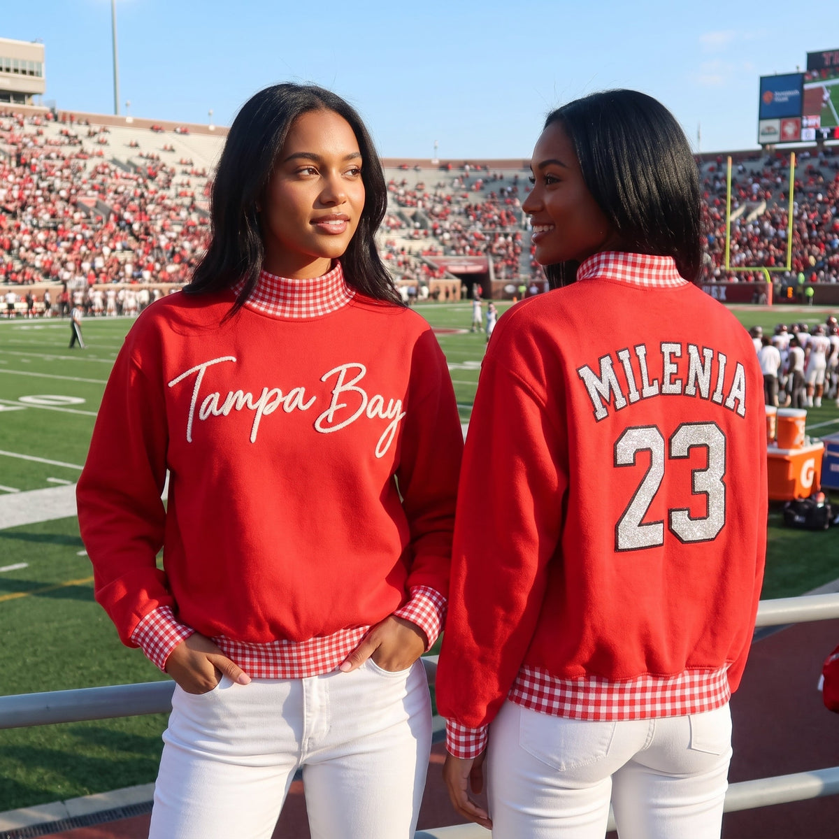 States Chenille Yarn Gingham Mockneck