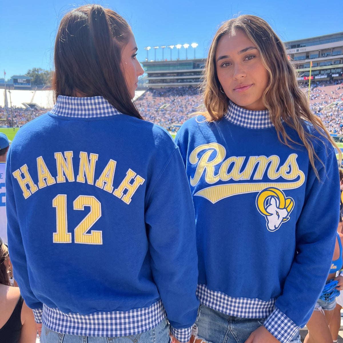 States Appliqué Gingham Mockneck