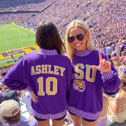 Colleges Appliqué Gingham Mockneck
