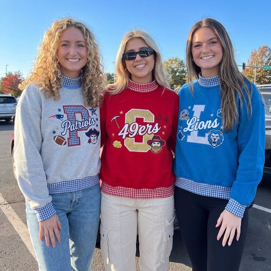 States Mascot Appliqué Gingham Mockneck