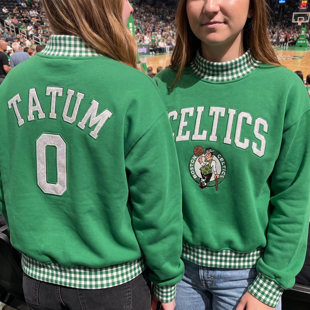 Basketball Appliqué Gingham Mockneck