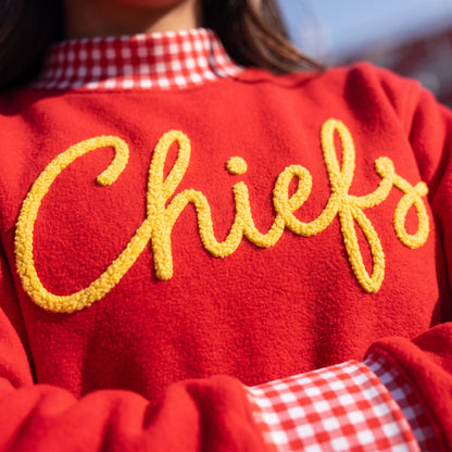 States Chenille Yarn Gingham Mockneck