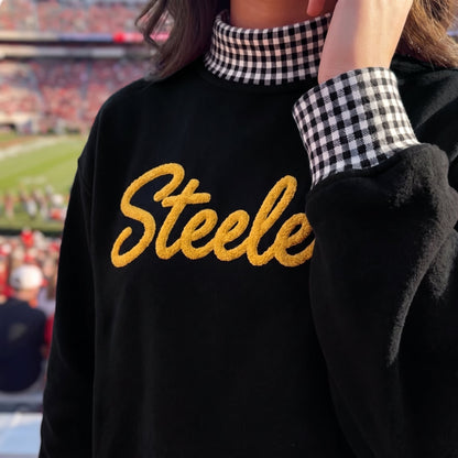 States Chenille Yarn Gingham Mockneck