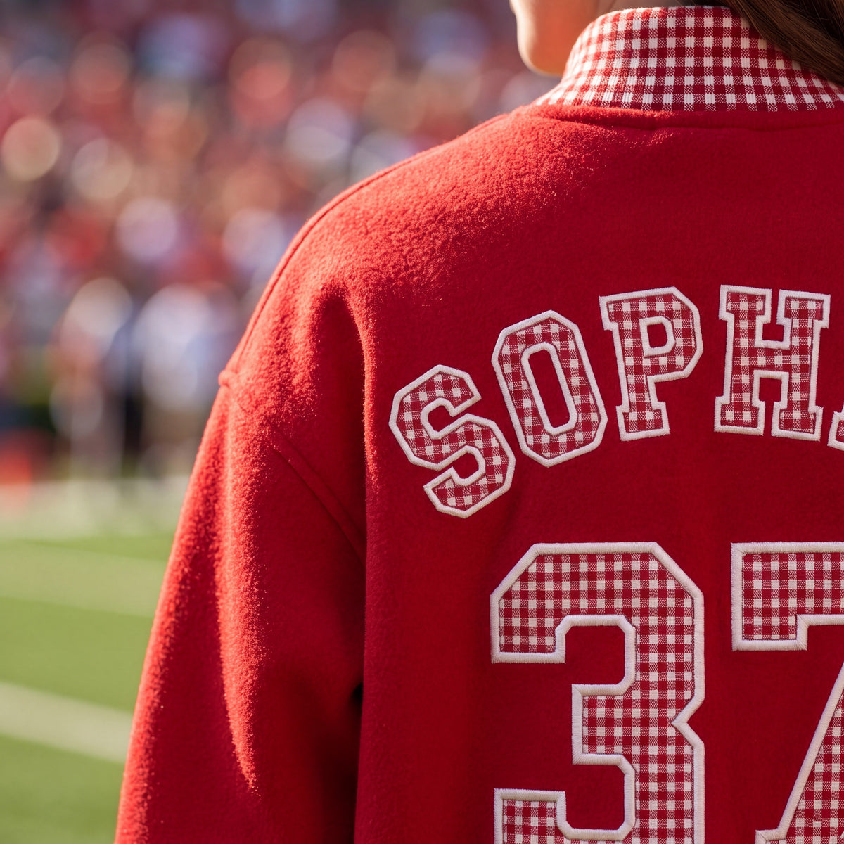 Colleges Mascot Appliqué Gingham Mockneck