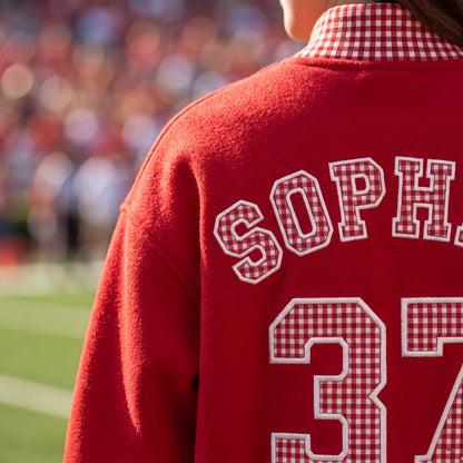 Colleges Mascot Appliqué Gingham Mockneck