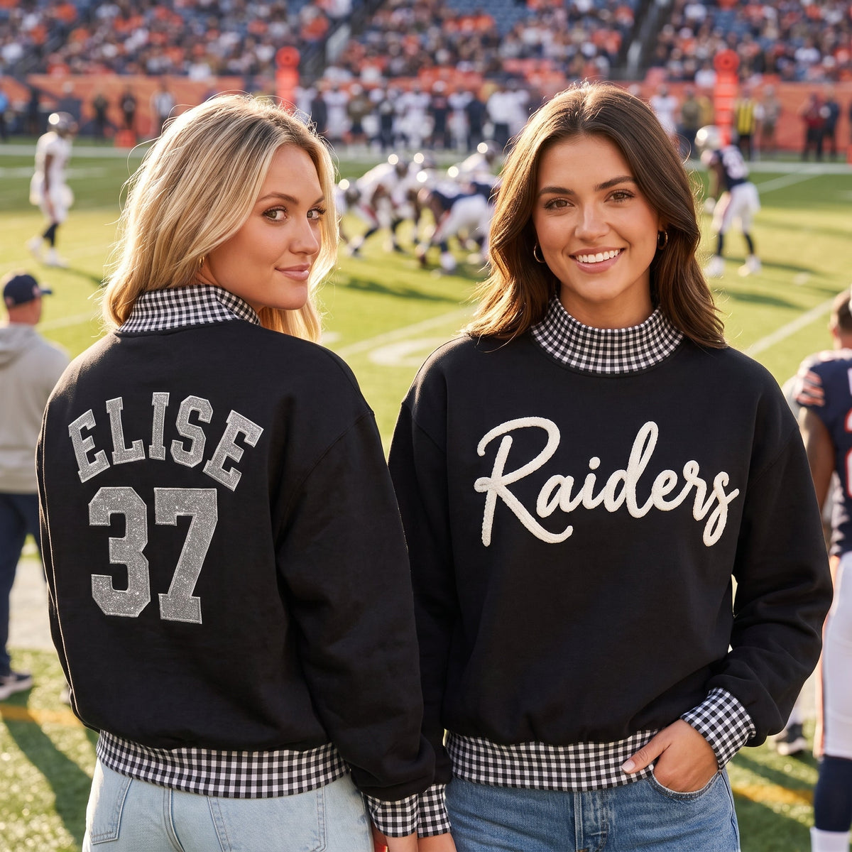 States Chenille Yarn Gingham Mockneck