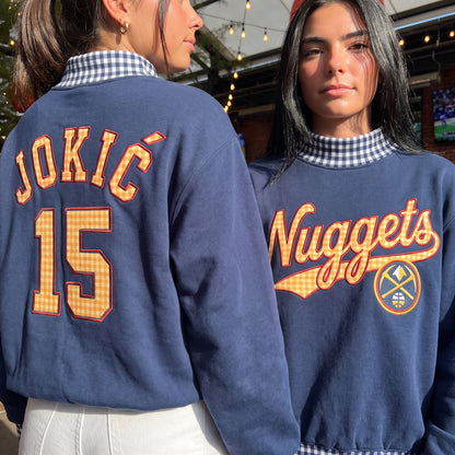 Basketball Appliqué Gingham Mockneck