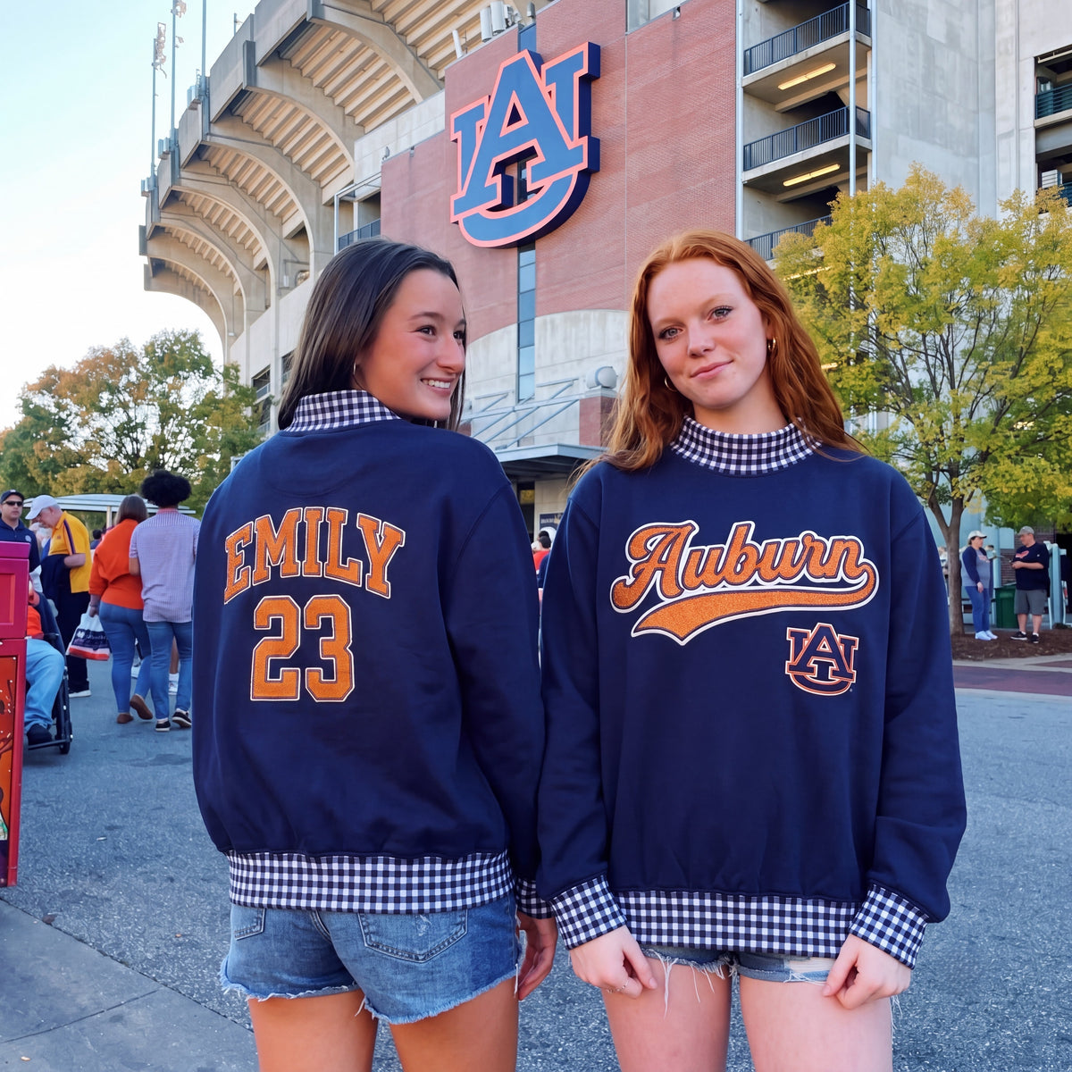 Colleges Appliqué Gingham Mockneck