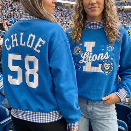 States Mascot Appliqué Gingham Mockneck