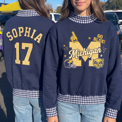 Colleges Mascot Appliqué Gingham Mockneck