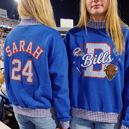 States Mascot Appliqué Gingham Mockneck