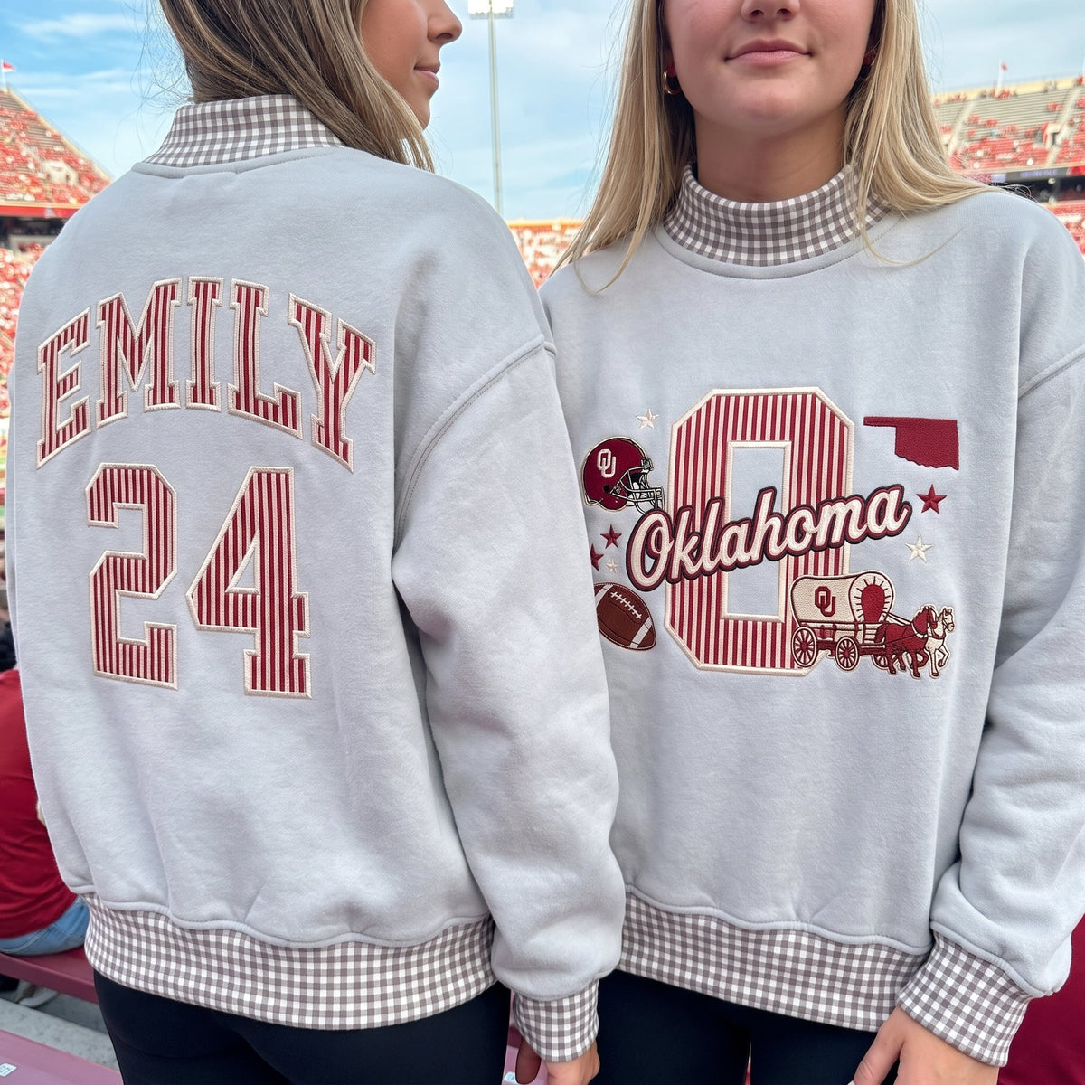 Colleges Mascot Appliqué Gingham Mockneck