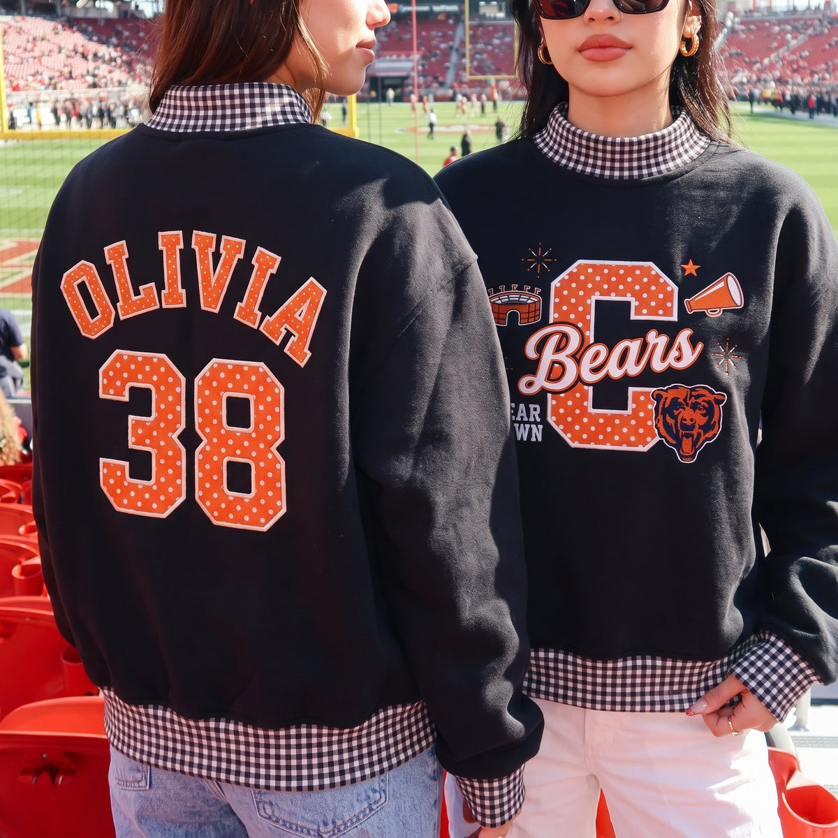 States Mascot Appliqué Gingham Mockneck