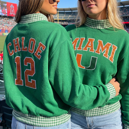 Colleges Appliqué Gingham Mockneck