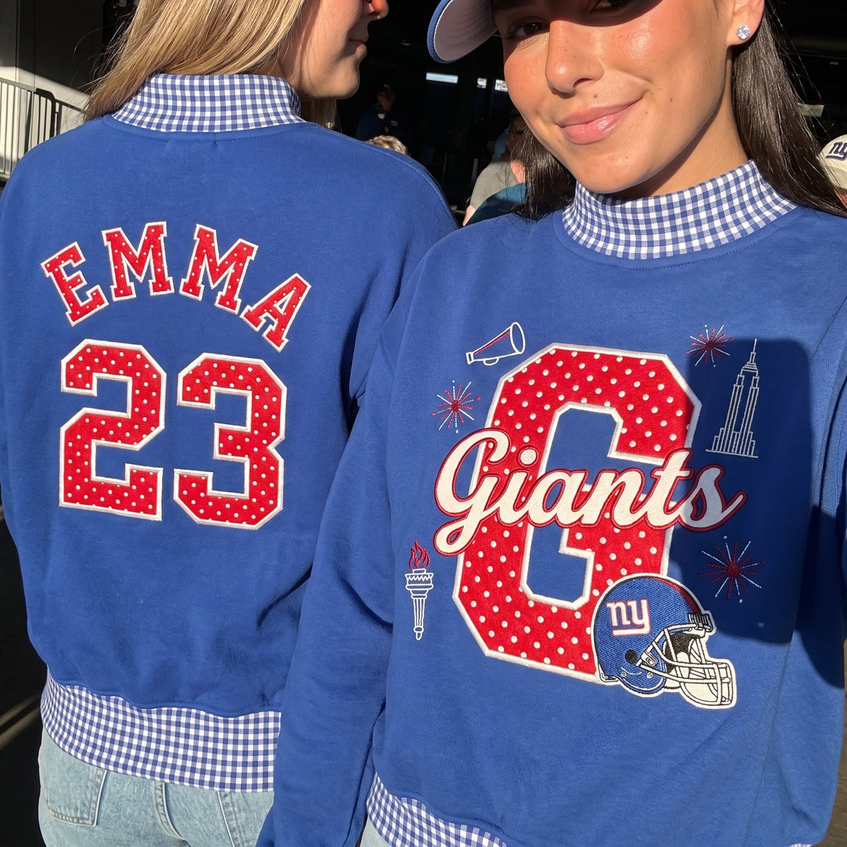 States Mascot Appliqué Gingham Mockneck