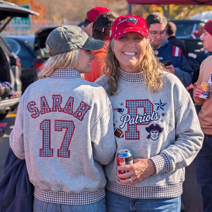 States Mascot Appliqué Gingham Mockneck