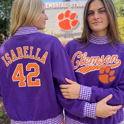 Colleges Appliqué Gingham Mockneck