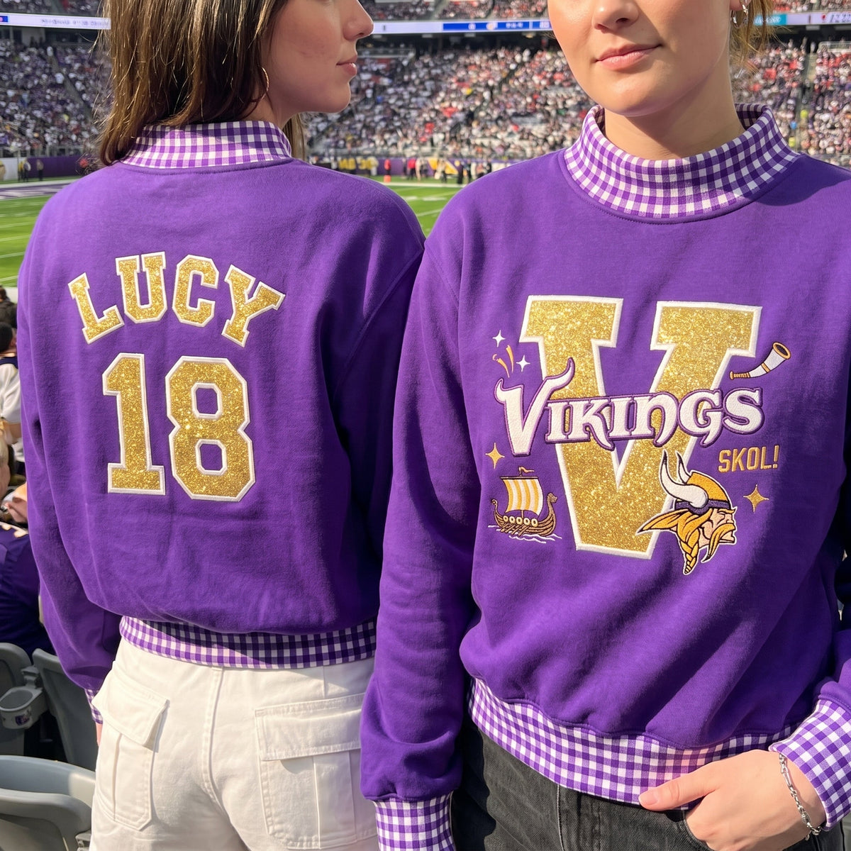 States Mascot Appliqué Gingham Mockneck