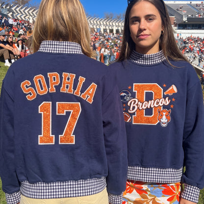 States Mascot Appliqué Gingham Mockneck