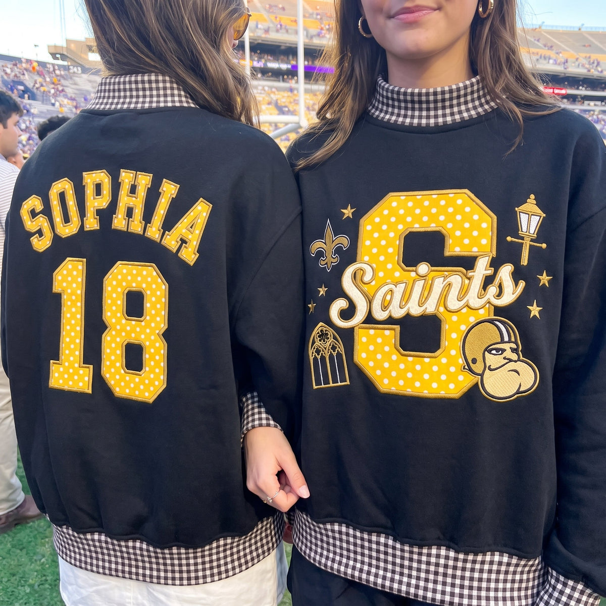 States Mascot Appliqué Gingham Mockneck