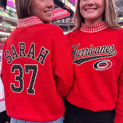 Hockey Appliqué Gingham Mockneck
