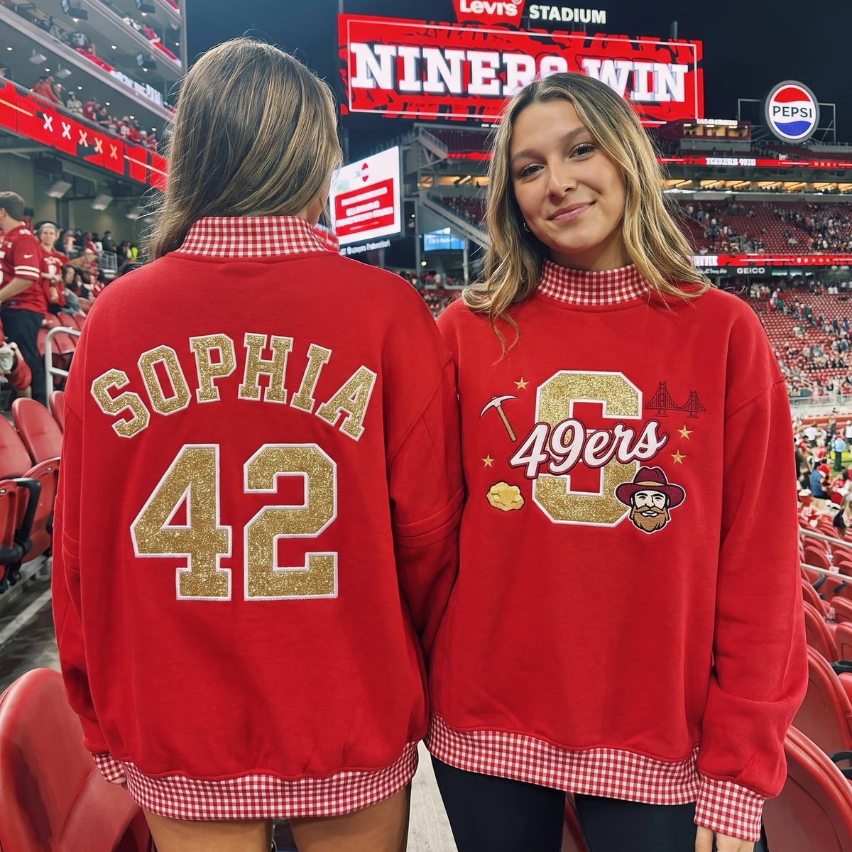 States Mascot Appliqué Gingham Mockneck