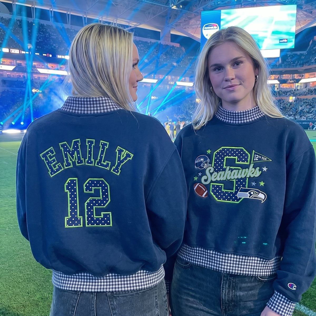 States Mascot Appliqué Gingham Mockneck