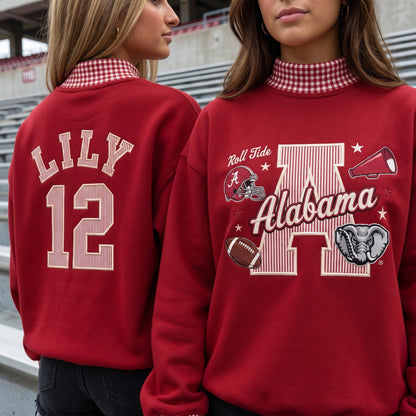 Colleges Mascot Appliqué Gingham Mockneck