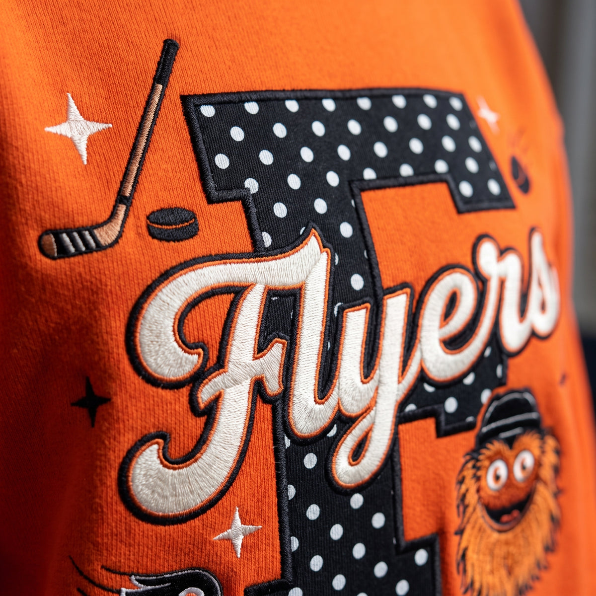 Hockey Mascot Appliqué Gingham Mockneck