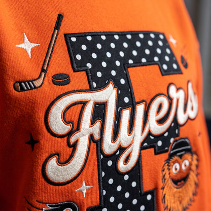 Hockey Mascot Appliqué Gingham Mockneck