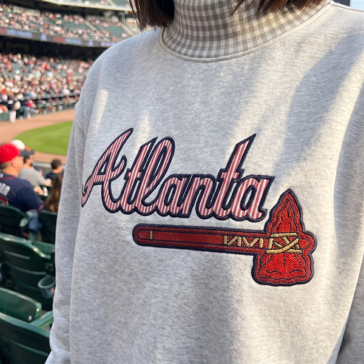 Baseball Appliqué Gingham Mockneck