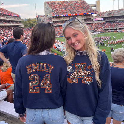 Colleges Mascot Appliqué Gingham Mockneck