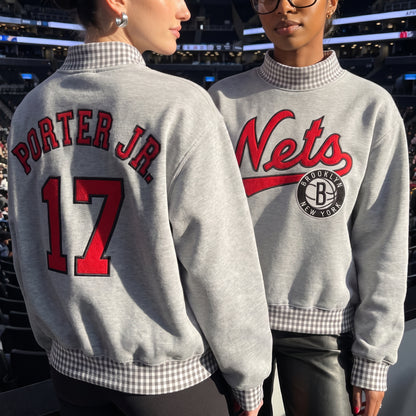 Basketball Appliqué Gingham Mockneck