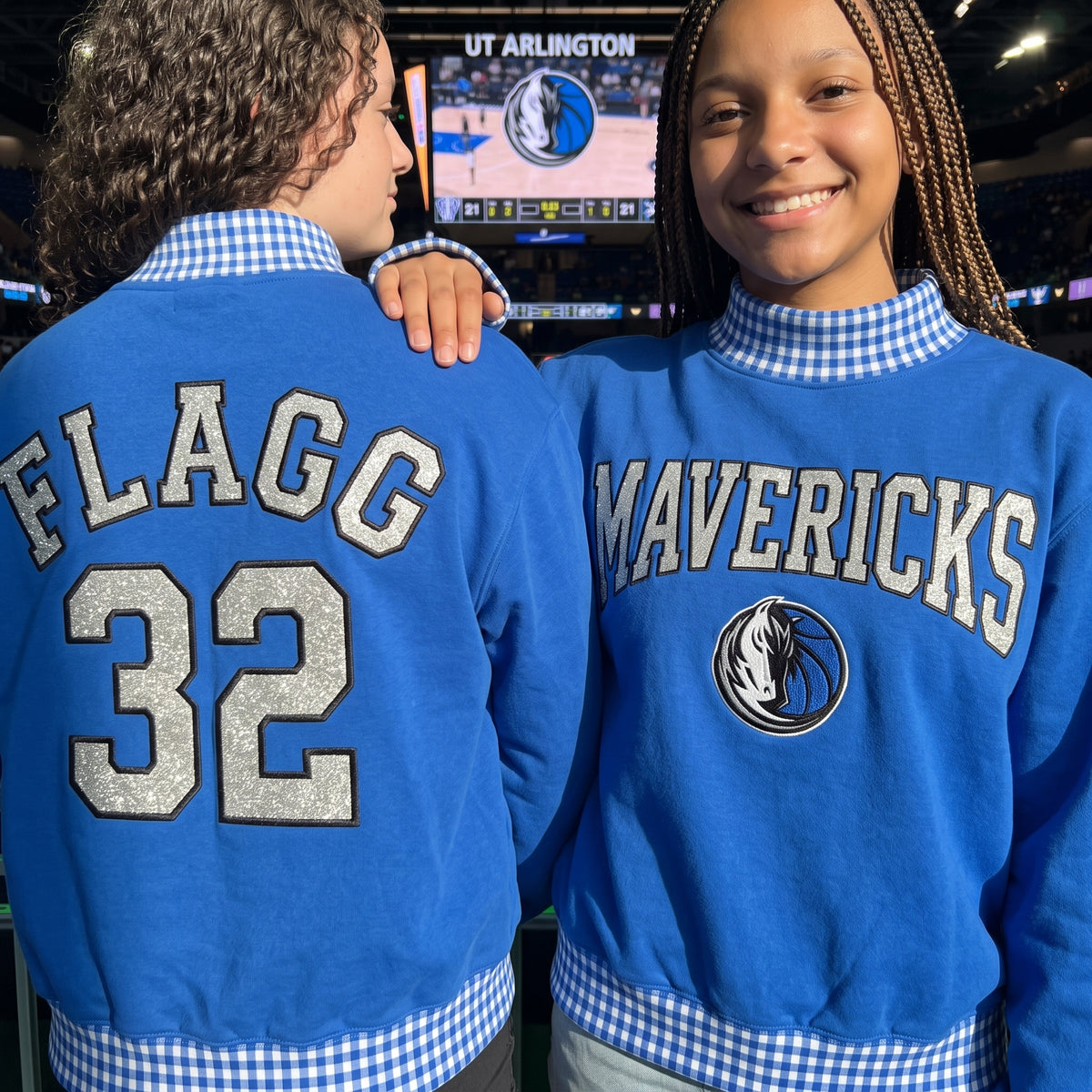 Basketball Appliqué Gingham Mockneck