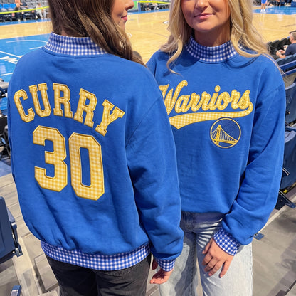 Basketball Appliqué Gingham Mockneck