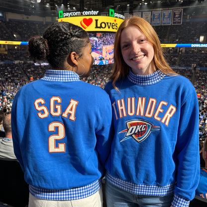 Basketball Appliqué Gingham Mockneck