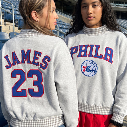 Basketball Appliqué Gingham Mockneck