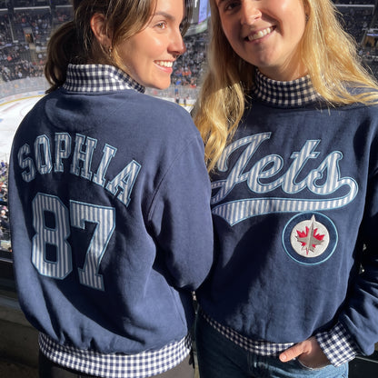 Hockey Appliqué Gingham Mockneck