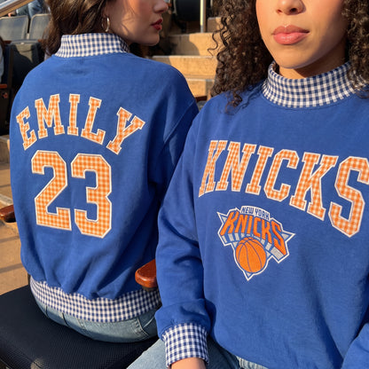 Basketball Appliqué Gingham Mockneck
