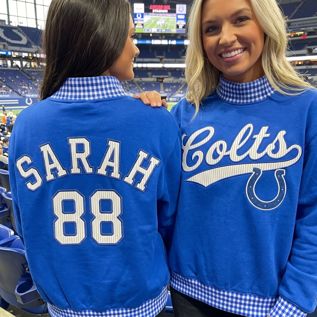 States Appliqué Gingham Mockneck
