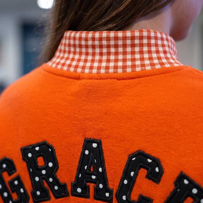 Hockey Mascot Appliqué Gingham Mockneck