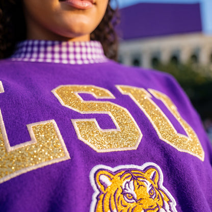 Colleges Appliqué Gingham Mockneck