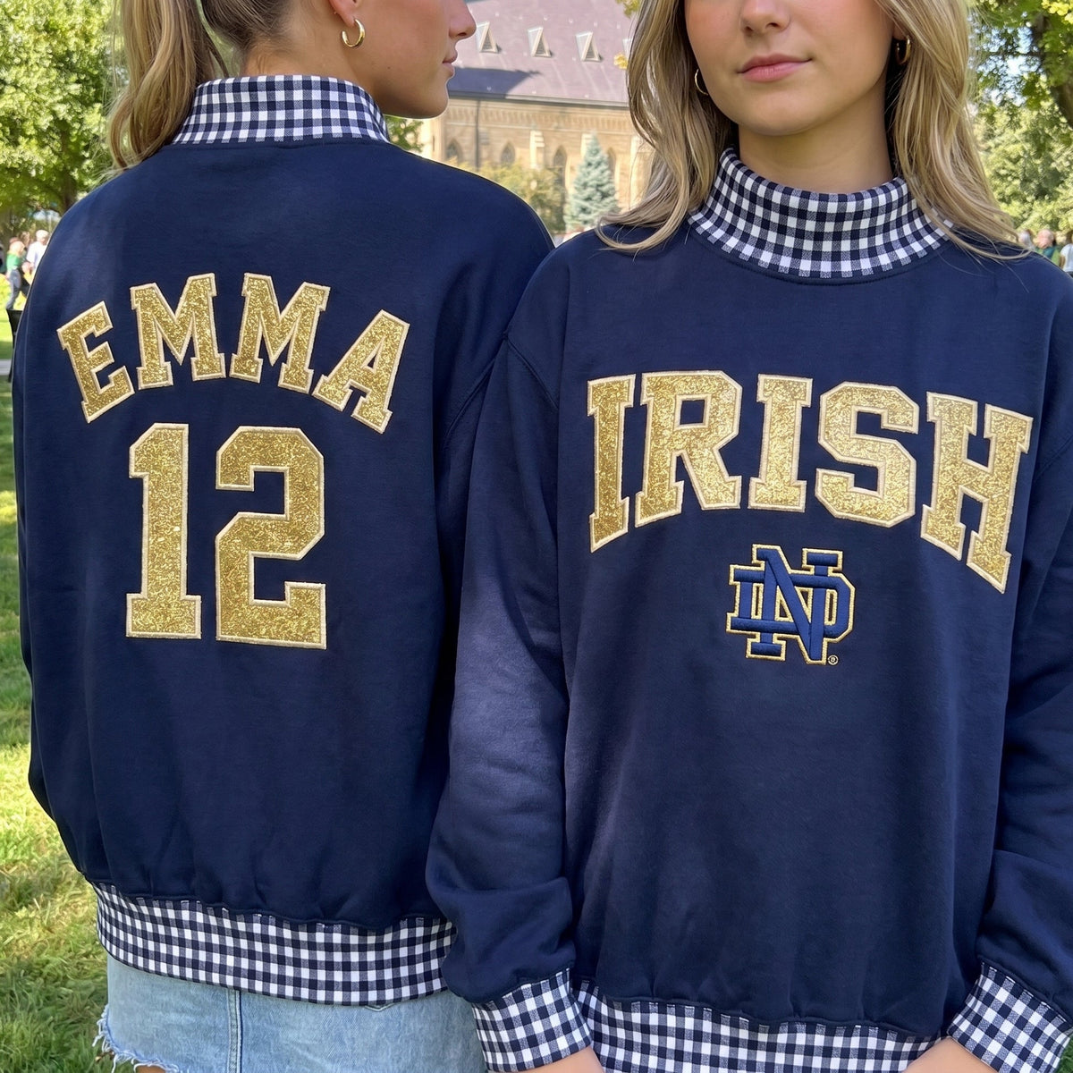 Colleges Appliqué Gingham Mockneck