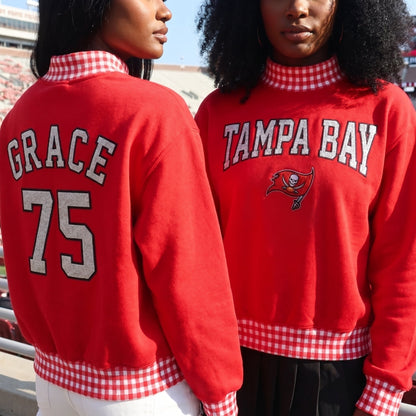 States Appliqué Gingham Mockneck