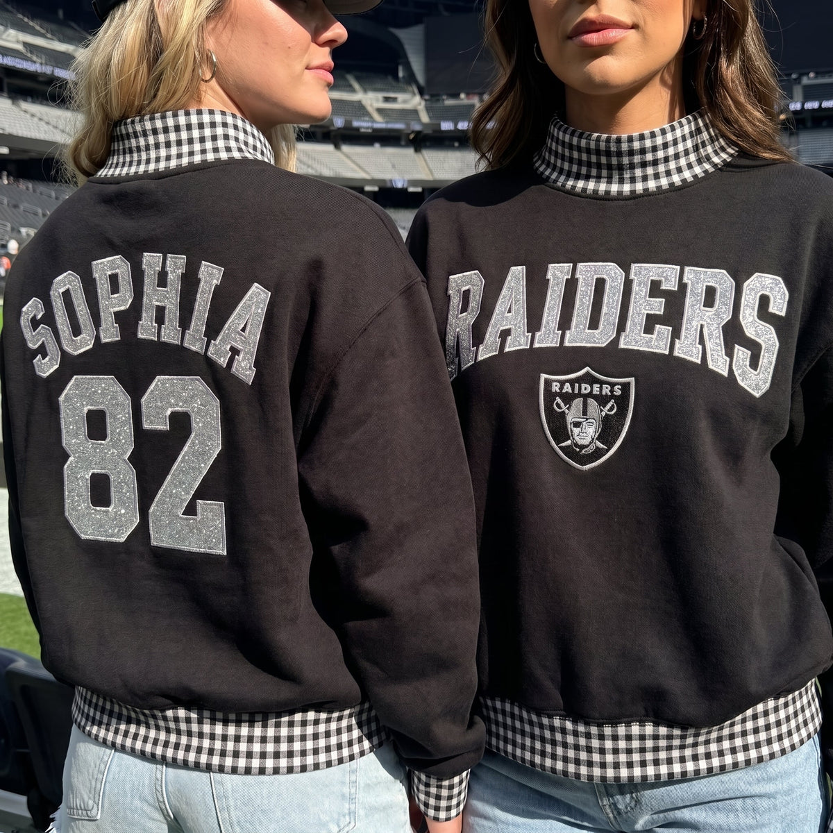 States Appliqué Gingham Mockneck