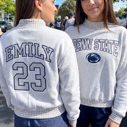 Colleges Appliqué Gingham Mockneck