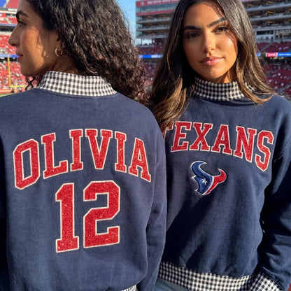States Appliqué Gingham Mockneck