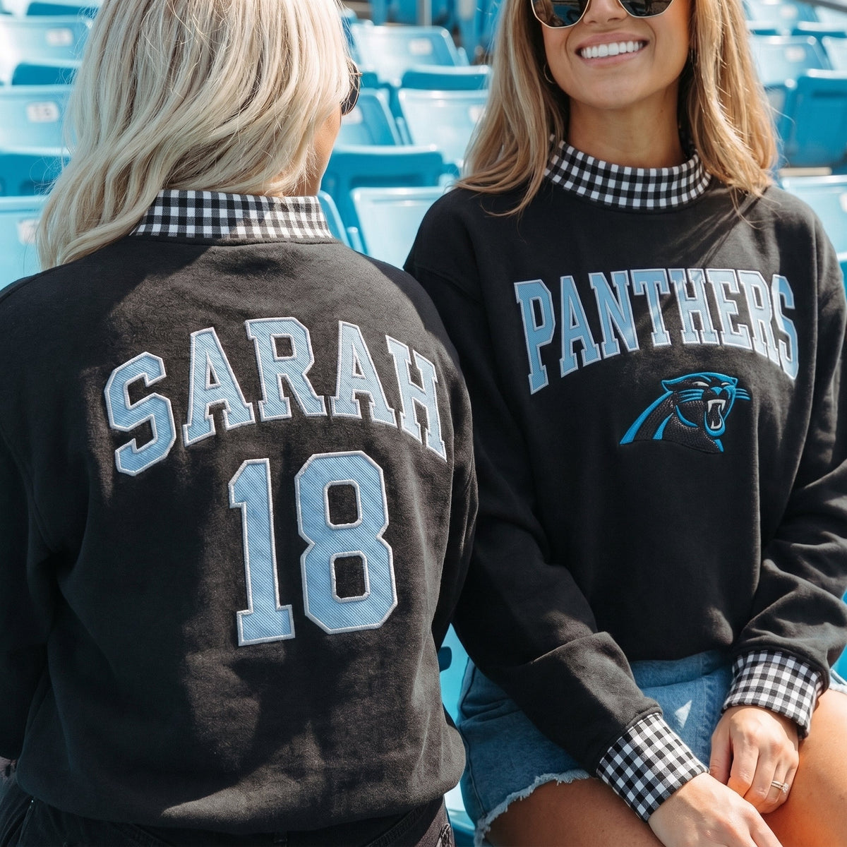 States Appliqué Gingham Mockneck