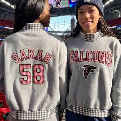 States Appliqué Gingham Mockneck