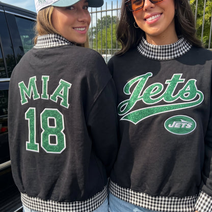 States Appliqué Gingham Mockneck